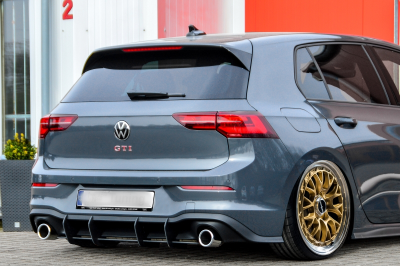 Performance Rear Bumper diffuser addon with ribs / fins For VW Golf 8